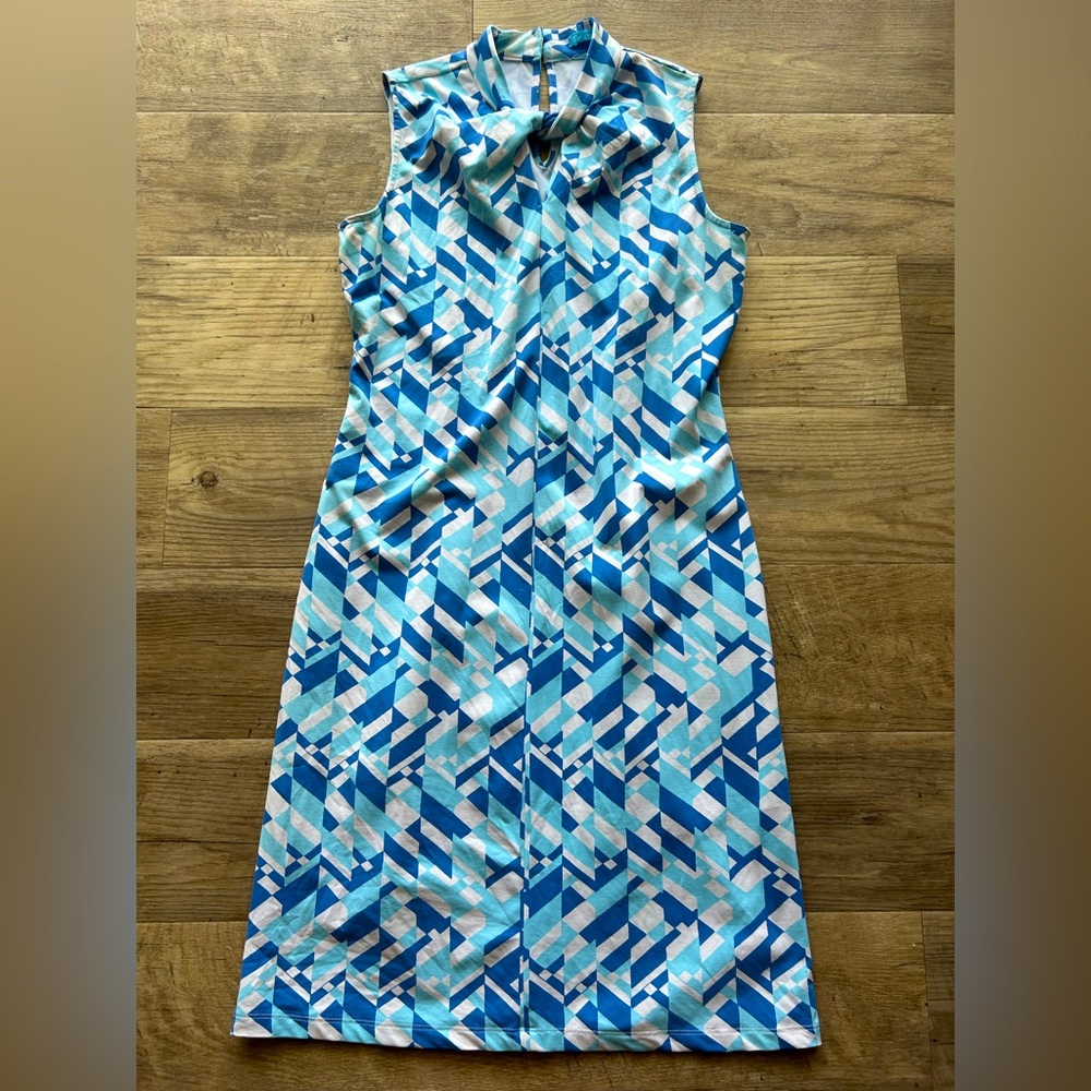 J. McLaughlin Sleeveless Geometric Dress XS Blue
